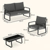 Outsunny 4 Piece Garden Furniture Set, Outdoor Sofa Set with Loveseat, 2 Armchairs, Coffee Table and Cushions