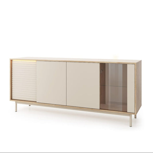 Modern sideboard with glass door on a white background