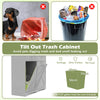 Tilt Out Trash Can Cabinet with Outlets and Adjustable Shelf for Kitchen-Grey