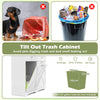 Tilt Out Trash Can Cabinet with Outlets and Adjustable Shelf for Kitchen-White