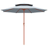 Outsunny 2.7 m Garden Parasol with Double Top Outdoor Market Table Umbrella with Crank System, Light Grey