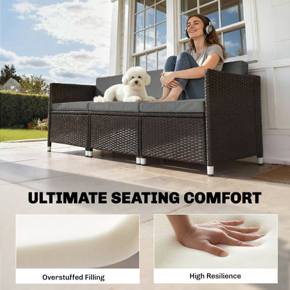 Outsunny 7-Piece Patio Furniture Cushions, Outdoor Loveseat Cushion with Removable Covers for Rattan Furniture, 60x60 cm, Dark Grey