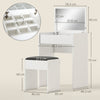 HOMCOM Dressing Table with Mirror and Stool, Vanity Makeup Table with Flip Up Mirror, Vanity Desk with Storage Unit and Padded Seat, White