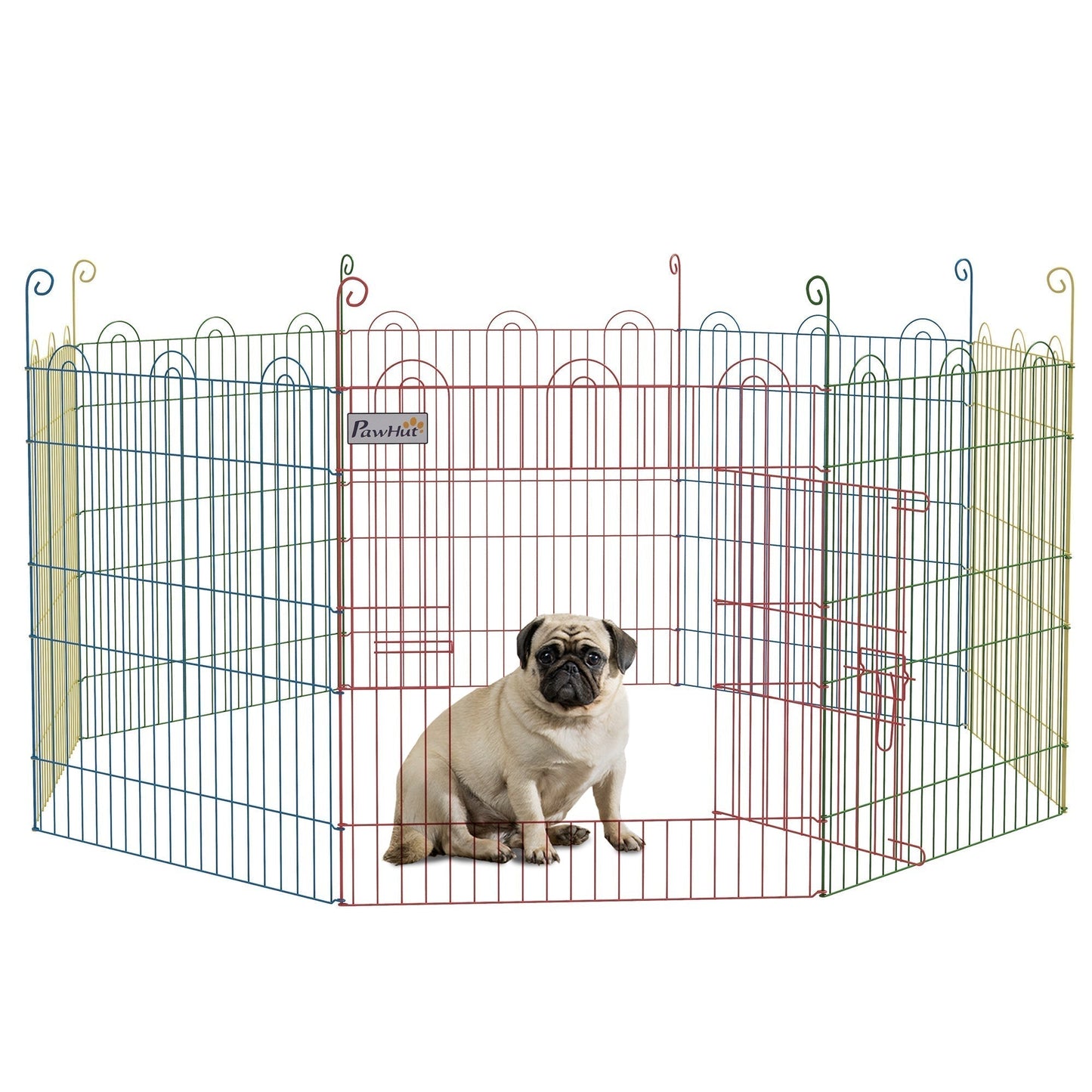 PawHut Pet Playpen Crate, with Eight Panels, Door, for Indoors and Outdoors, 60H x a156cm