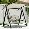 Outsunny 3 Seater Swing Chair, Garden Swing Bench with Adjustable Tilting Canopy, Breathable Mesh Seat 360 kg Capacity, White
