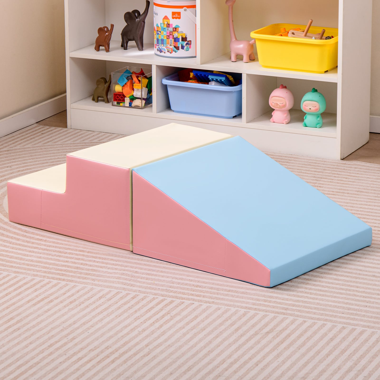 Toddler Climb and Crawl Foam Play Set-Pink & Beige