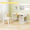 Toddler Craft Play Study Drawing Desk with Paper Roll 4 Paint Cups-White