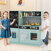 Toddler Pretend Kitchen Playset with Accessories and Simulated Sounds-Green