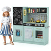 Toddler Pretend Kitchen Playset with Accessories and Simulated Sounds-Green