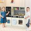 Toddler Pretend Kitchen Playset with Accessories and Simulated Sounds-Beige