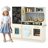 Toddler Pretend Kitchen Playset with Accessories and Simulated Sounds-Beige
