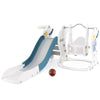 Toddler Slide and Swing Set with Extended Slide, Swing, Basketball Hoop and Climber-Blue