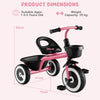 Toddler Tricycle Kids Trike with Adjustable Seat for 1.5-5 Years Old-Pink
