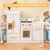 Toddler Wooden Pretend Toy Kitchen Playset with Refrigerator Stove Sink-White