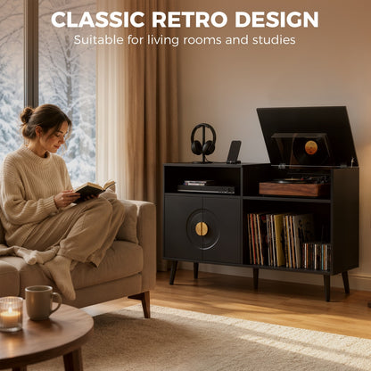 HOMCOM Record Player Stand in Black