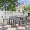 Outsunny Seven-Piece Garden Dining Set, with Plastic Wood-Top Table - Grey