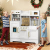 Toy Kitchen Playset with Coffee Station and Range Hood for Kids-White
