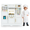 Toy Kitchen Playset with Coffee Station and Range Hood for Kids-White
