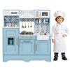 Toy Kitchen Playset with Coffee Station and Range Hood for Kids-Blue