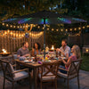 Outsunny 3 m Garden Parasol Umbrella with 112 Solar Powered LED Lights, Patio Umbrella with Crank Handle, Black