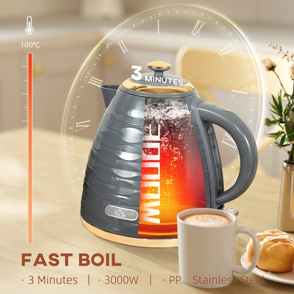 HOMCOM 3kW Rapid Boil Honeycomb Kettle - Grey