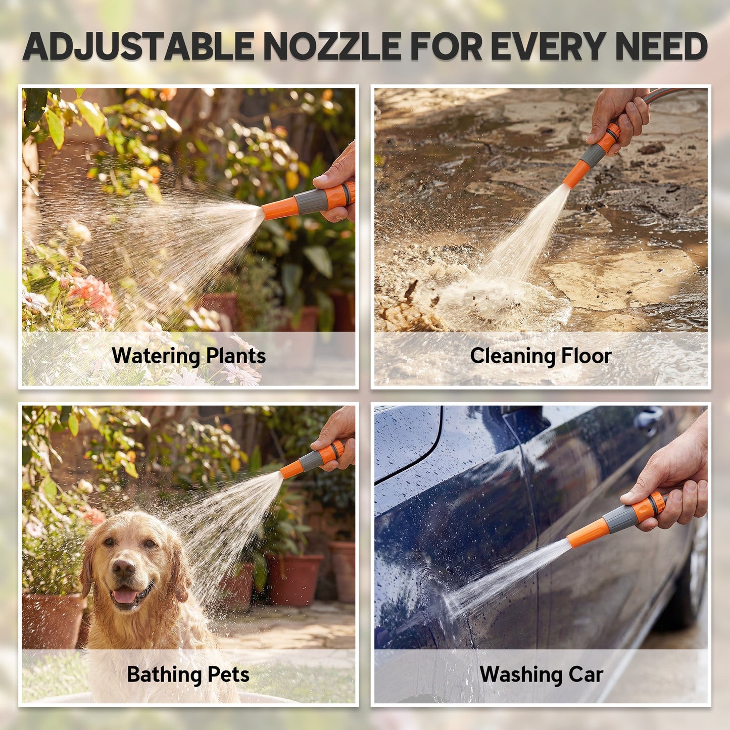 Outsunny Portable Garden Hose Reel, 20+2 m Wall Mounted Hose Reel with 2 Patterns Spray Nozzle and Crank Handle, Orange