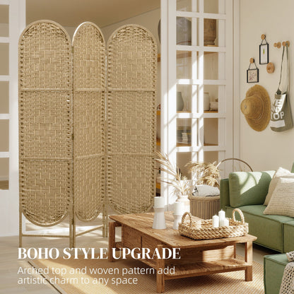 HOMCOM Freestanding Privacy Screen, 3 Panel Folding Room Divider for Living Room, Bedroom and Office, Natural Wood Finish