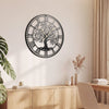 Tree of Life Non-Ticking Metal Wall Clock for Living Room Bedroom Kitchen-Black