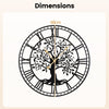 Tree of Life Non-Ticking Metal Wall Clock for Living Room Bedroom Kitchen-Black