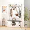 4-in-1 Hall Tree with Cushioned Bench and Shoe Storage for Living Room-White