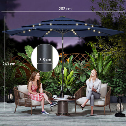 Outsunny 2.8 m Garden Parasol Umbrella in Navy Blue