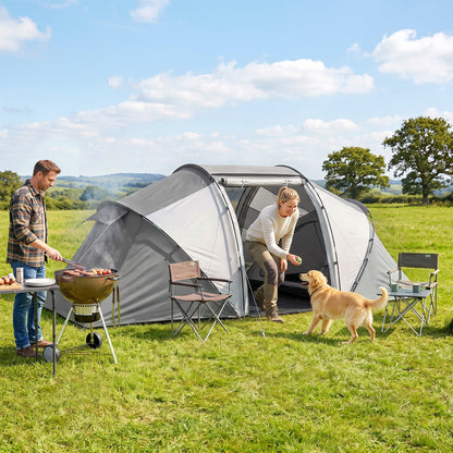 Outsunny 4 Man UV Protection Camping Tent in Charcoal Grey and White