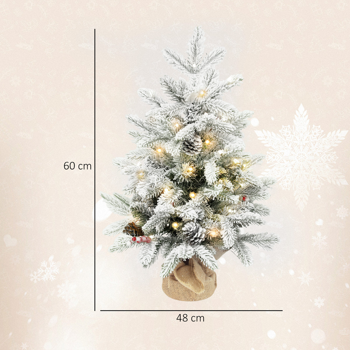 HOMCOM 60 cm Prelit Small Christmas Tree in Green