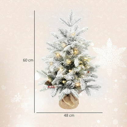 HOMCOM 60 cm Prelit Small Christmas Tree in Green