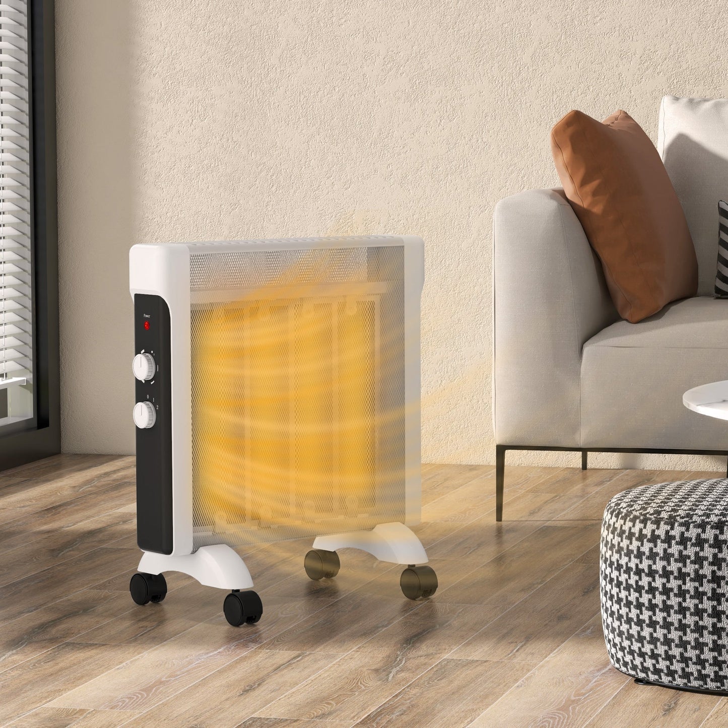 HOMCOM 2kW Electric Heater, 10-45℃ Temperature - White