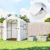 Outsunny Mini Greenhouse with Raised Garden Bed, Galvanised Walk-in Greenhouse with Roll Up Windows, 56
