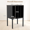 Turntable Stand with Vinyl Storage Shelves and Raised Metal Legs-Black