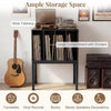 Turntable Stand with Vinyl Storage Shelves and Raised Metal Legs-Black