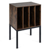 Turntable Stand with Vinyl Storage Shelves and Raised Metal Legs-Rustic Brown