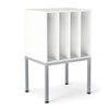Turntable Stand with Vinyl Storage Shelves and Raised Metal Legs-White