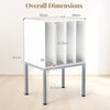 Turntable Stand with Vinyl Storage Shelves and Raised Metal Legs-White