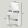 HOMCOM Storage Dressing Table, with LED Light Mirror - White