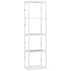 HOMCOM LED Floor Lamp with Glass Shelves, 4 Layers Dimmable Tall Standing Lamp, Modern Column Shelf Floor Light for Living Room, Bedroom, Office, White