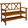 Outsunny Two-Seater Fir Wood Bench, with Bottom Shelf - Natural