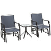 Outsunny Glider Rocking Chair & Table Set 2 Single Seaters Rocker Garden Swing Chair Patio Furniture Bistro Set Grey