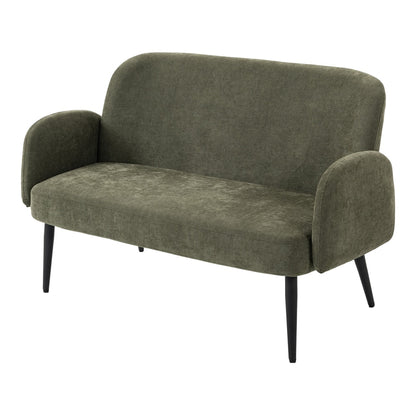 HOMCOM 132cm 2 Seater Sofa, Velvet Comfy Small Sofa Couch with Wide Seat, Thick Padding, Tapered Metal Legs, Green