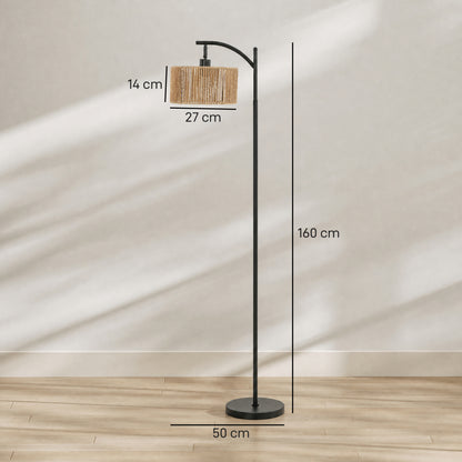 HOMCOM LED Floor Lamp, 160 cm Modern Dimmable Standing Lamp with Adjustable Shade, Magnetic Remote, Black