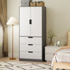 HOMCOM 2 Door Wardrobe, Modern Wardrobe with 3 Drawers and Hanging Rod for Bedroom, Grey