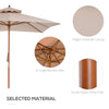 Outsunny 3 x 3 metre Patio Parasol Garden Umbrellas Sunshade Outdoor Wooden Parasol Canopy Double Tier, Beige, BASE NOT INCLUDED