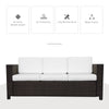 Outsunny 3 Seater Rattan Sofa, All-Weather Wicker Weave Metal Frame Chair with Fire Resistant Cushion, Brown